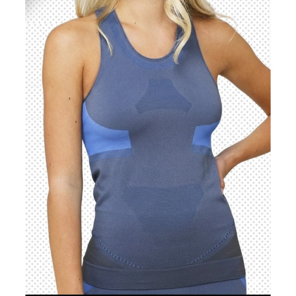 New Adidas Stella McCartney XS Racerback Womens Gym Tank Top Seamless Blue Gray